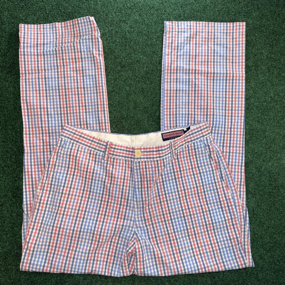 Striped Seersucker Chinos - Blue & Red